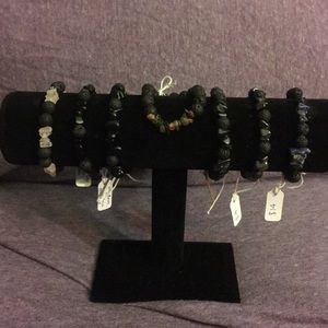 Handmade lava bead and gemstone bracelets